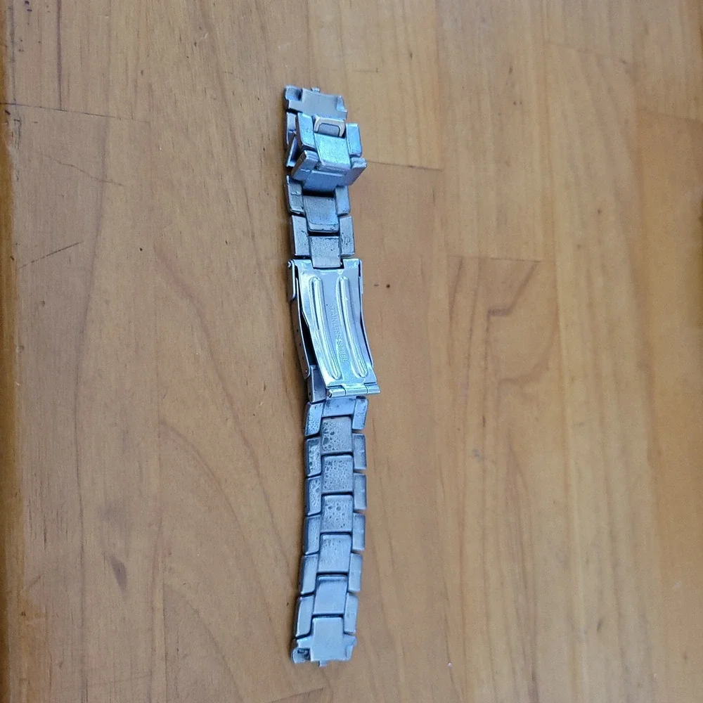 Vintage Titanium Link Bracelet 7in Matte Silver Tone Heavy Mens Unisex